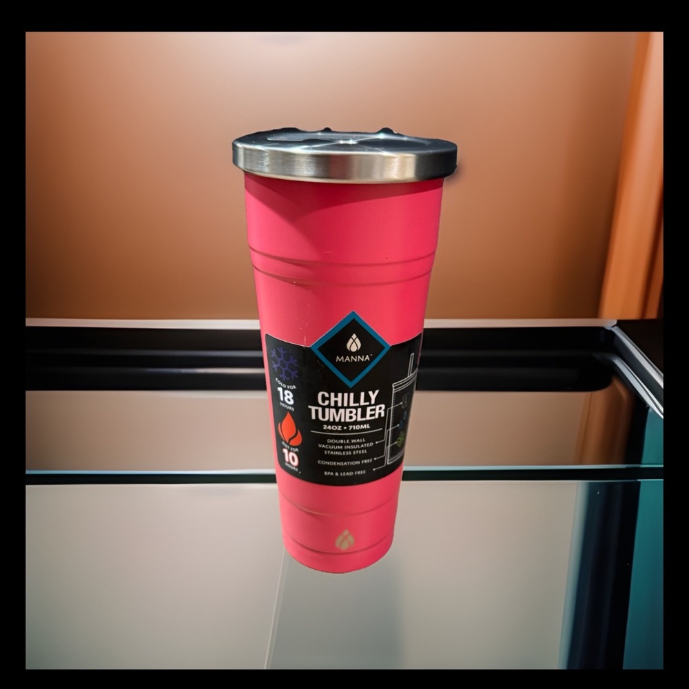 Manna Pink Chilly Tumbler 24 oz with Lid: NEW